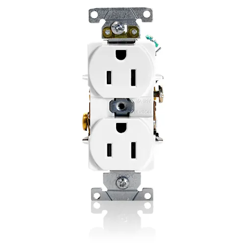 [5262-SW] Leviton 15 Amp Duplex Receptacle/Outlet, Industrial Grade, Self-Grounding