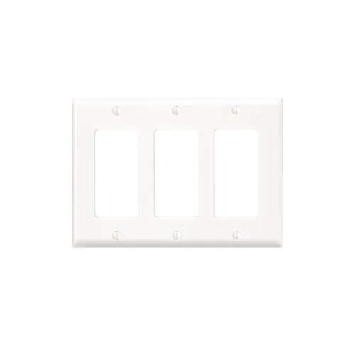 [80411-W] Leviton 3-Gang Decora/GFCI Device Wallplate, Standard Size, Thermoset, White