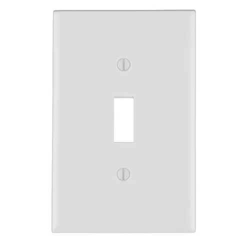 [88001] Leviton 1-Gang Toggle Switch Wall plate, Standard Size, Thermoset, White 88001