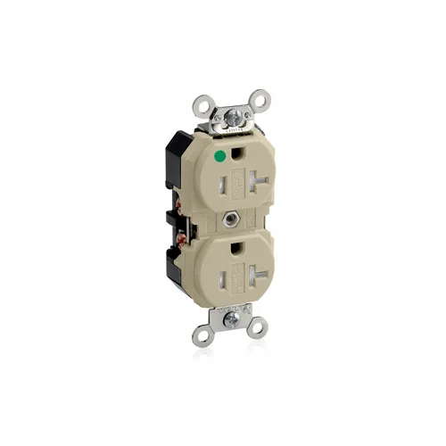 [8300-SGI] Leviton 8300-SGI 20A 125 V Hospital Grade Tamper Resistant Duplex Outlet/Receptacle, Ivory
