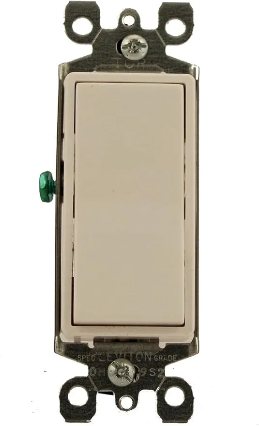 [5611-2W] Leviton 5611-2W 15 Amp, 120/277 Volt, Decora Rocker Lighted Handle, Illuminated Off Single-Pole AC Quiet Switch, Residential Grade, Grounding