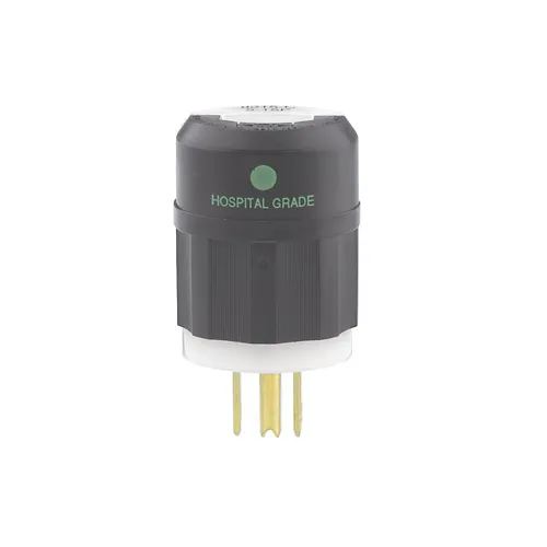 [8215-C] Leviton 8215-C Black & White Straight Blade Plug 15 A, 125 V, Hospital Grade