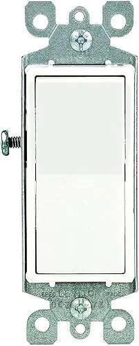 [5601-2WM] Leviton 5601-2WM 15 Amp, 120/277 Volt, Decora Rocker Single-Pole AC Quiet Switch, Residential Grade, Grounding, White