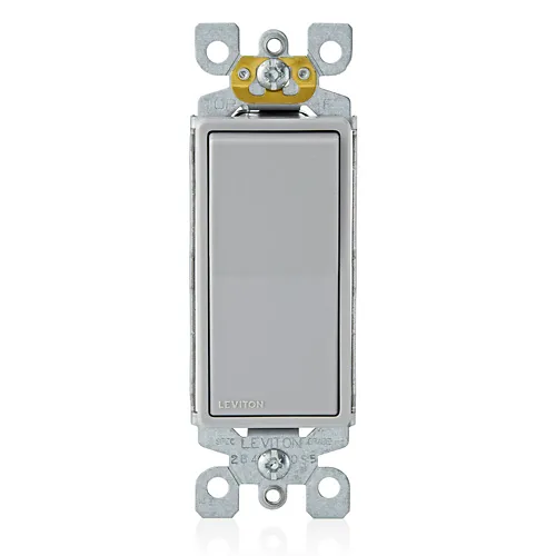 [5601-P2G] Leviton 15 Amp Decora Single-Pole Switch, Self-Grounding, Gray