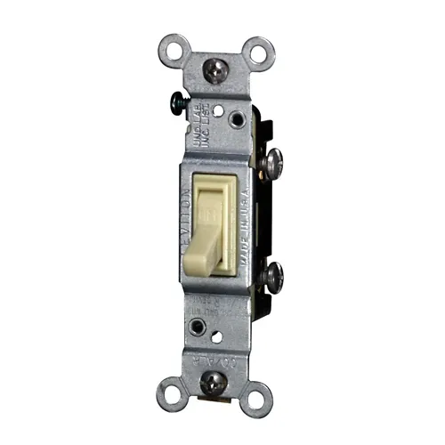 [2651-2I] Leviton 2651-2I 15 Amp, 120 Volt, Toggle  Single-Pole AC Quiet Switch, Residential Grade, Grounding (Ivory)