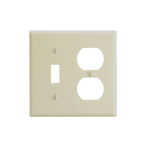 [86005] Leviton 2-Gang Wall plate, 1-Toggle 1-Duplex Combination, Standard Size, Thermoset, Ivory