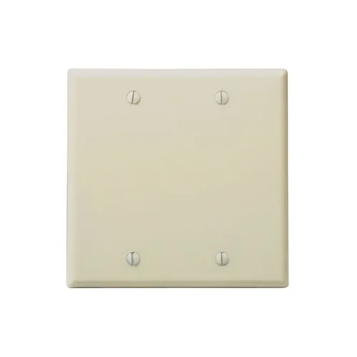 [86025] Leviton 2-Gang Blank Wall plate Standard Size, Thermoset, Ivory 86025