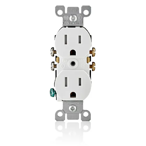 [T5320-WBK] Leviton 15 Amp Tamper-Resistant Duplex Outlet/Receptacle, Grounding, White T5320-W