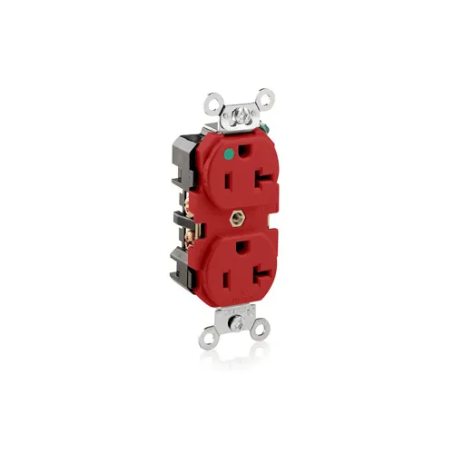 [8300-R] Leviton 20 Amp Duplex Receptacle/Outlet, Hospital Grade, Self-Grounding 8300-R