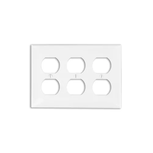 [80730-W] Leviton 3-Gang Duplex Outlet/Receptacle Wallplate, Standard Size, Thermoplastic Nylon, White 80730-W