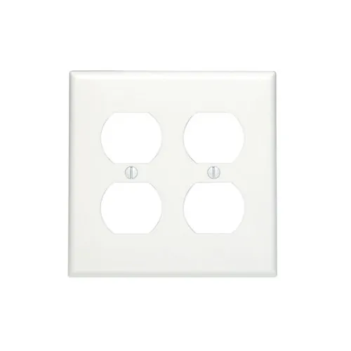 [88016] Leviton 2-Gang Duplex Outlet/Receptacle Wallplate, Standard Size, Thermoset, White 88016