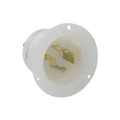 [2415] Leviton 20 Amp, 125/250 Volt, Flanged Inlet Locking Receptacle, Industrial Grade 2415