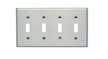 [84012-C] Leviton 84012-C Wall plate 4 Gangs Stainless Steel 2-3/4 in Lx 4-1/2 in W