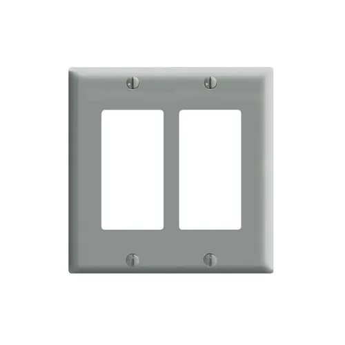 [80409-GY] Leviton 2-Gang Decora/GFCI Device Wallplate/Standard Size, Thermoset, Gray 80409-GY