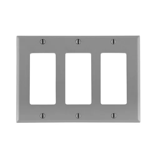 [80411-GY] Leviton 3-Gang Decora/GFCI Device Wallplate, Standard Size, Thermoset, Gray 80411-GY