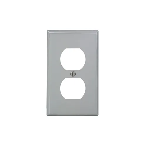 [80703-GY] Leviton 1-Gang Duplex Outlet/Receptacle Wallplate, Standard Size, Thermoplastic Nylon, Gray 80703-GY