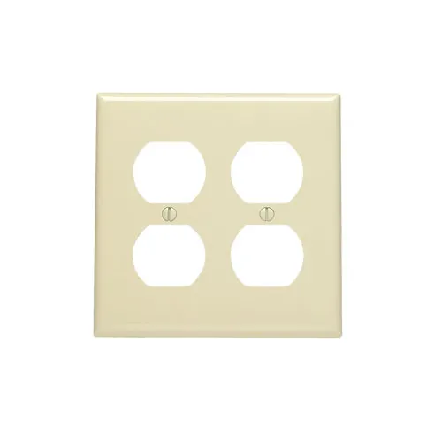 [80716-I] Leviton 2-Gang Duplex Outlet/Receptacle Wallplate, Standard Size, Thermoplastic Nylon, Ivory 80716-I