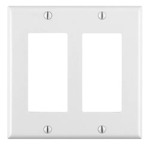 [80409-W] Leviton 2-Gang Decora/GFCI Device Wallplate, Standard Size, Thermoset, White 80409-W