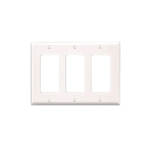 [PJ263-W] Leviton 3-Gang Decora Wallplate, Midway Size, Thermoplastic Nylon, White PJ263-W