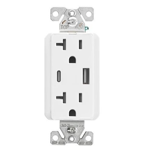 [BAA-015D /WH] Votatec BAA-015D /WH USB A+C Charger & Duplex TR Receptacle 15A White