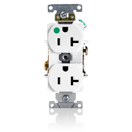 [8300-HW] Leviton 20 Amp Duplex Receptacle/Outlet, Hospital Grade, Self-Grounding 8300-HW