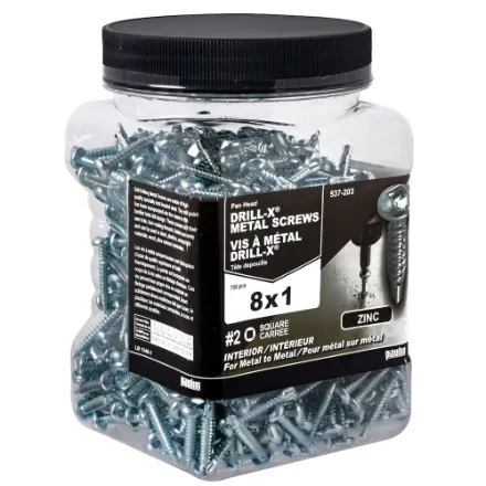 [SDPG2A016Z] #8 x 1-inch Square Drive Pan Sock Drill-X Metal Screw, Zinc Plated - 100pcs