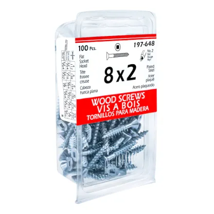 [SDPG2A032Z] #8 x 2-in Flat Head Square Drive Steel Wood Screws, Zinc-Plated, 100pcs