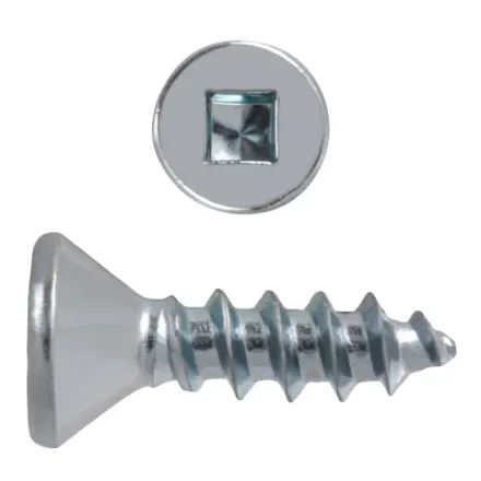 #10 x 3/4-in Flat Head Square Drive Steel Wood Screws, Zinc-Plated, 100pcs