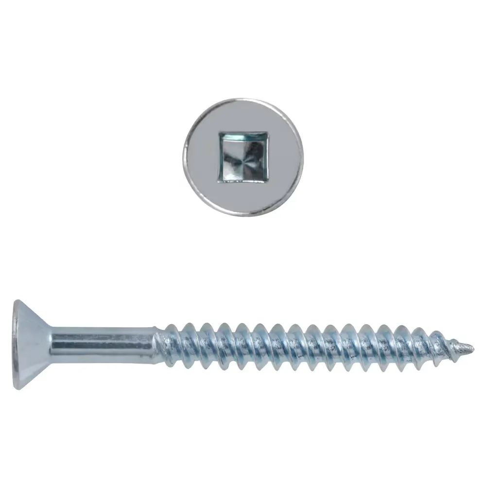 [SDFI2T032Z] #10 x 2-in Flat Head Square Drive Steel Wood Screws, Zinc-Plated, 100pcs