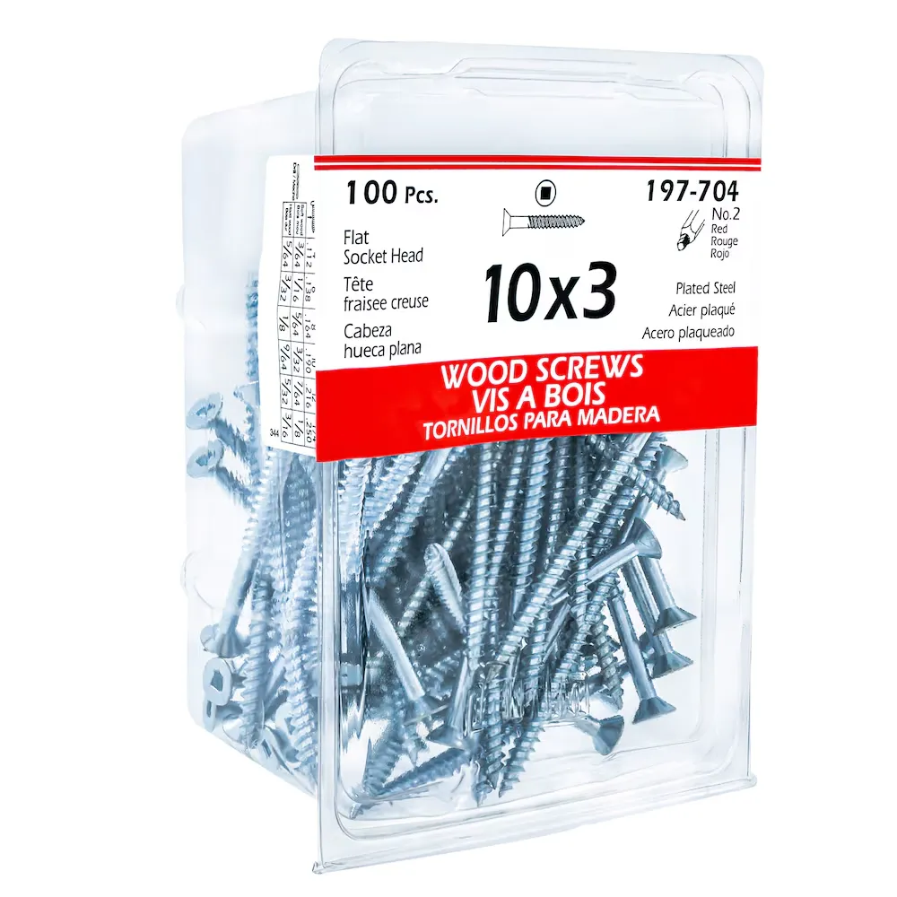 [SDFI2T048Z] #10 x 3 Flat Head Square Drive Wood Screw Zinc-Plated 100pcs