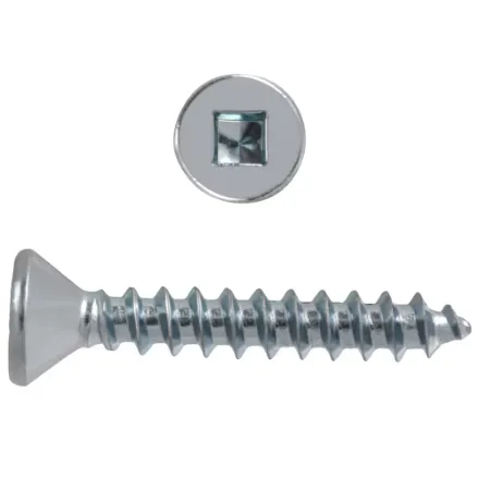 #8 x 1-in Flat Head Square Drive Steel Wood Screws, Zinc-Plated Jar of 750