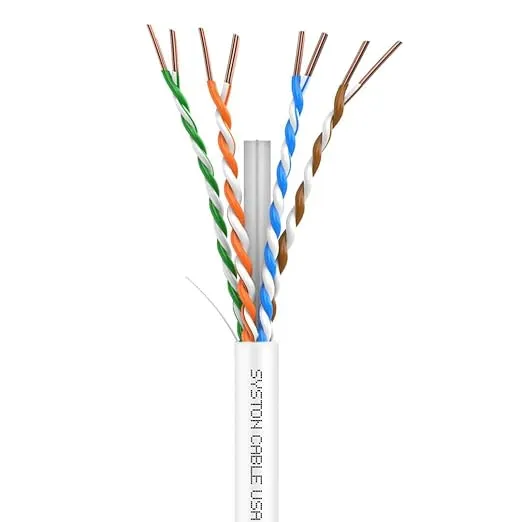 [1476C-PB-WH-1000] Syston Cat6A+ Riser Ethernet Cable, 750 MHz, 1000 ft (White)