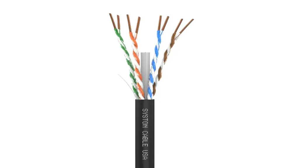 [1793C-SP-BK-1000] Syston Cat6E Direct Burial Ethernet Cable, 600 MHz, Black, 1000 ft
