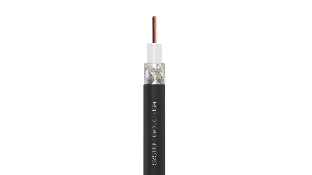[2002C-PB-BK-1000] Syston RG6/U Coaxial Cable, 3 GHz, Black, 1000 ft (Black)