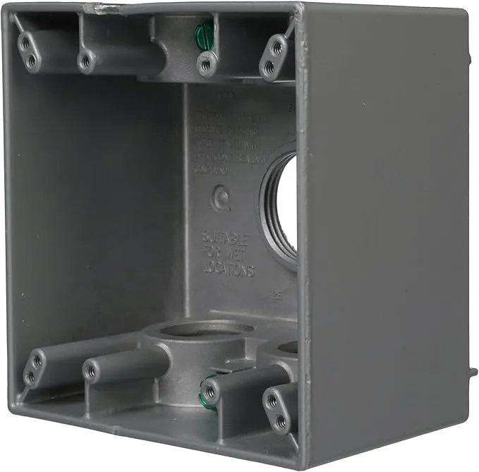 [DB375S] 2-Gang Weatherproof Box, Three 3/4 in. Threaded Outlets