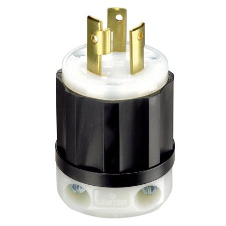 [2621] Leviton 2621 - Locking Plug, 30 Amp, 250 Volt, Industrial Grade, Black & White L6-30P