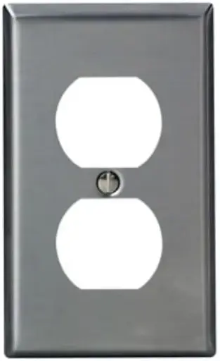 [84003-40] Leviton 1-Gang Duplex Receptacle Wallplate, Standard Size, 84003-40, Stainless Steel 