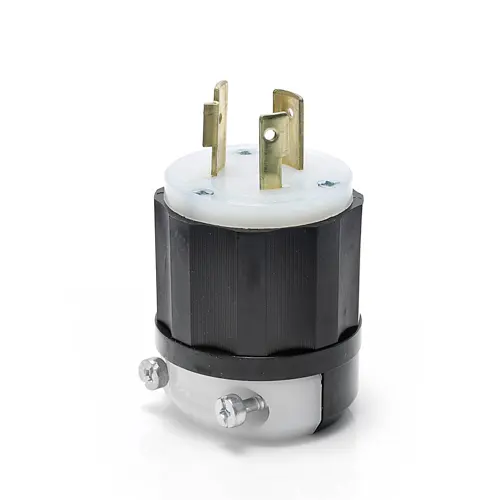 [2341] Leviton Locking Plug, 20 Amp, 480 Volt, Industrial Grade, Black & White