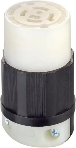 [2413] Leviton 20 Amp, 125/250 Volt, Locking Connector, Industrial Grade, 2413, Black-White