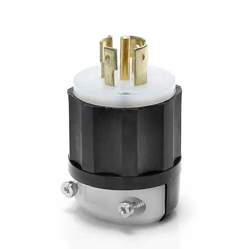 [2521] Locking Plug, 20 Amp, 277/480 Volt, Industrial Grade, Black & White