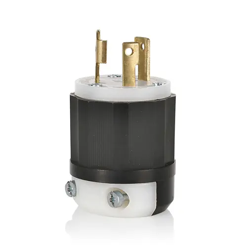 [2611] Leviton Locking Plug, 30 Amp, 125 Volt, Industrial Grade, Black & White