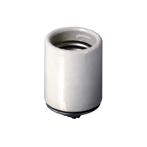 [10045] Lampholder, Incandescent, Medium Base, One Piece, Keyless, Glazed Porcelain, Pipe Mount, Single Circuit, Back Wired