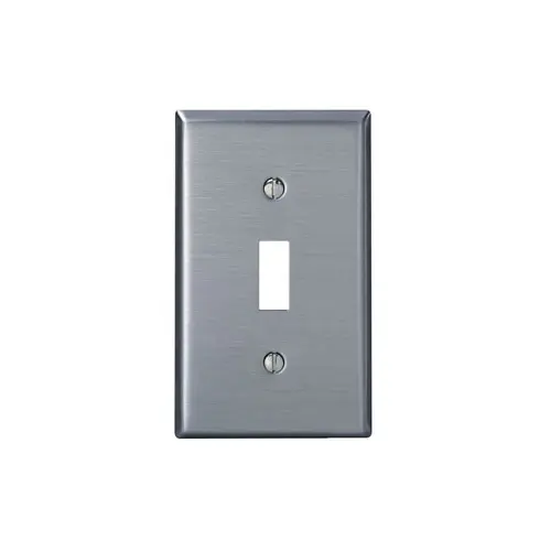 [84001] Leviton 1-Gang Toggle Switch Wallplate, Standard Size, Magnetic Stainless Steel