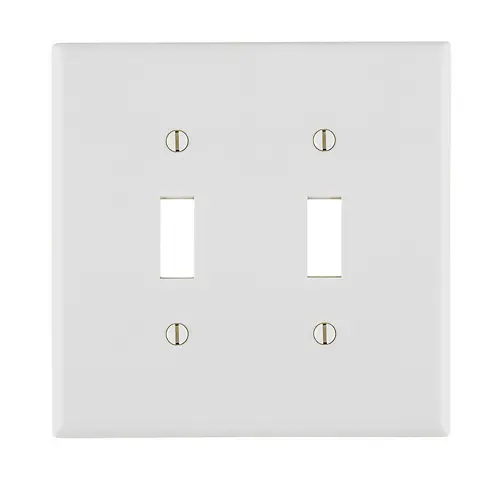[88009] Leviton 2-Gang Toggle Switch Wallplate, Standard Size, Thermoset, White