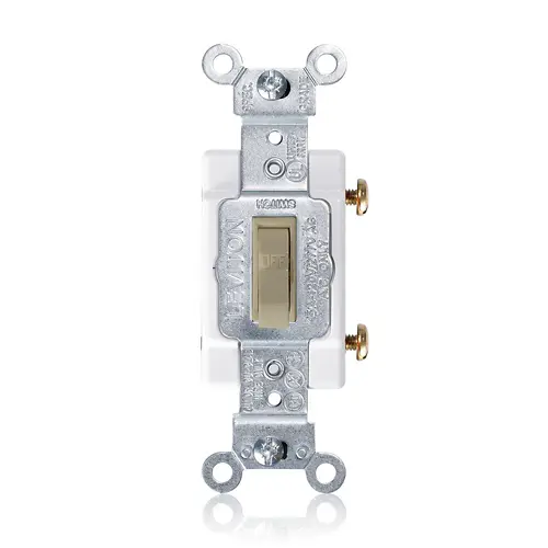 [1101-CI] Leviton 1101-CI, Framed Single Pole Toggle Switch, Commercial Specification Grade, 15A 120/277V AC, Side Wire, Non-Grounding