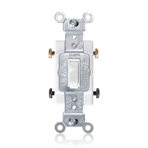 [1104-CW] LEVITON 1104-CW Commercial Grade Toggle Switch 4-Way, AC Quiet 15 A, 120/277 VAC, Side Wire