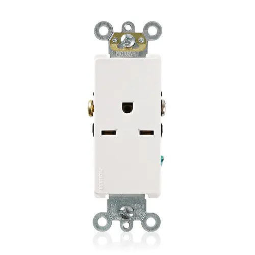 [16651-W] Leviton 15 Amp Decora Plus Single Receptacle/Outlet, Commercial Grade, Self-Grounding 16651-W