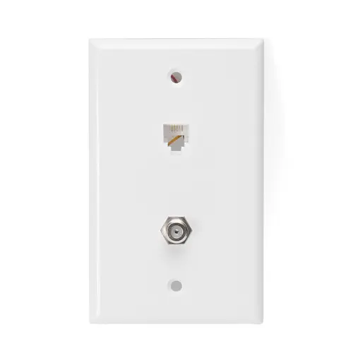 [40259-W] Leviton Standard Telephone Wall Jack, 6P4C x F, Screw Terminals, White