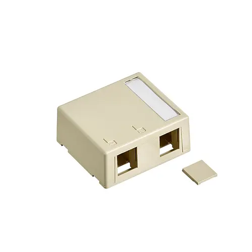 [41089-2IP] Leviton Surface-Mount QUICKPORT™ Box, Plenum-Rated, 2-Port, Ivory