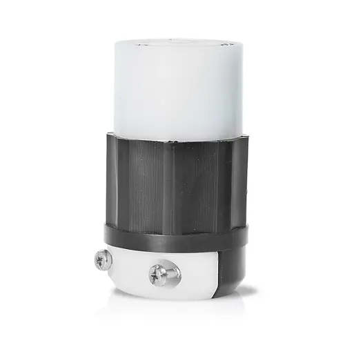 [4579-C] Leviton Locking Connector, 15 Amp, 250 Volt, Industrial Grade, Black & White